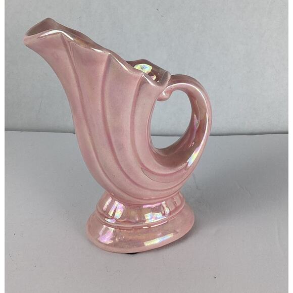 Bayer Pottery Pink Drip Glaze Shell Set Of 2 Planter Vase Vtg Mid Century USA - Picture 2 of 9